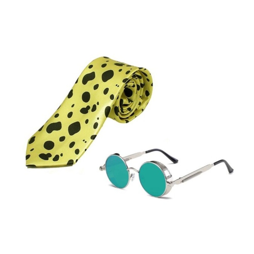 Ealipoi Nanami Tie Glasses Set Unisex OS Yellow Green JJK Cosplay Accessories